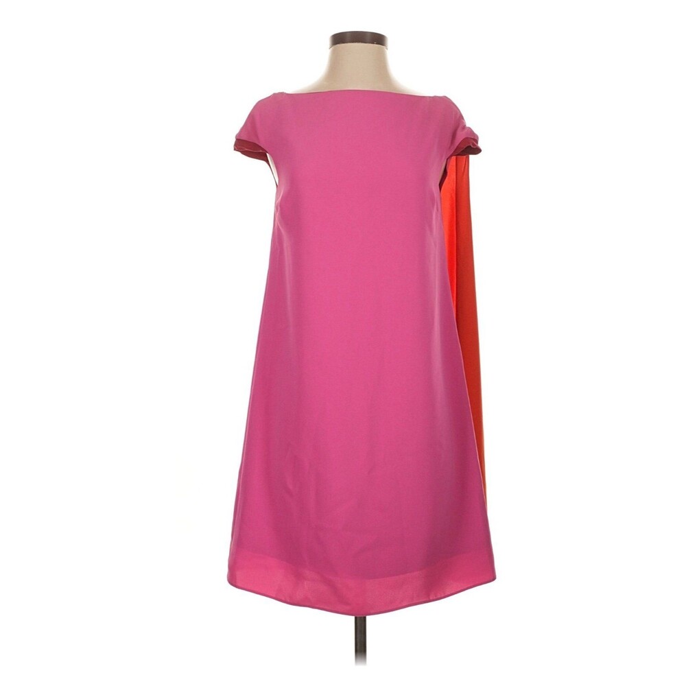 Landero Valentine Pink Orange Colorblock Cape Shift Dress Size 0